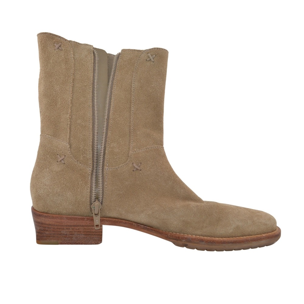 Cole Haan Women Suede Ankle Boots Tan Side Zip Block Heel Size 7.5 AA Style